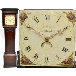 W BEARN OF WELLINGBOROUGH; an oak cased longcase clock, the painted dial set with Roman numerals and
