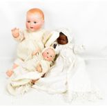 ARMAND MARSEILLE; three bisque headed dolls, each with articulated arms and legs, length of