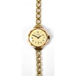 PRECISTA; a lady's 9ct yellow gold mechanical bracelet watch, the dodecagonal dial set with Arabic