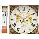 An early 19th century longcase clock movement, with painted dial set with Roman numerals, subsidiary