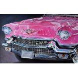 ROZ WILSON; acrylic on canvas, '56 Pink Cadillac', signed lower right, 55.8 x 91.4cm, framed. (D)