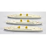 TRI-ANG; three Minic Waterline models of ships, to include MS Nieuw Amsterdam, each fitted in