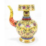 A Chinese Tibetan style ewer (Penba Hu) decorated with the eight Buddhist symbols (Bajixiang) and