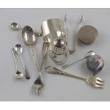 Various hallmarked silver and white metal items to include silver napkin ring, pepper pot,