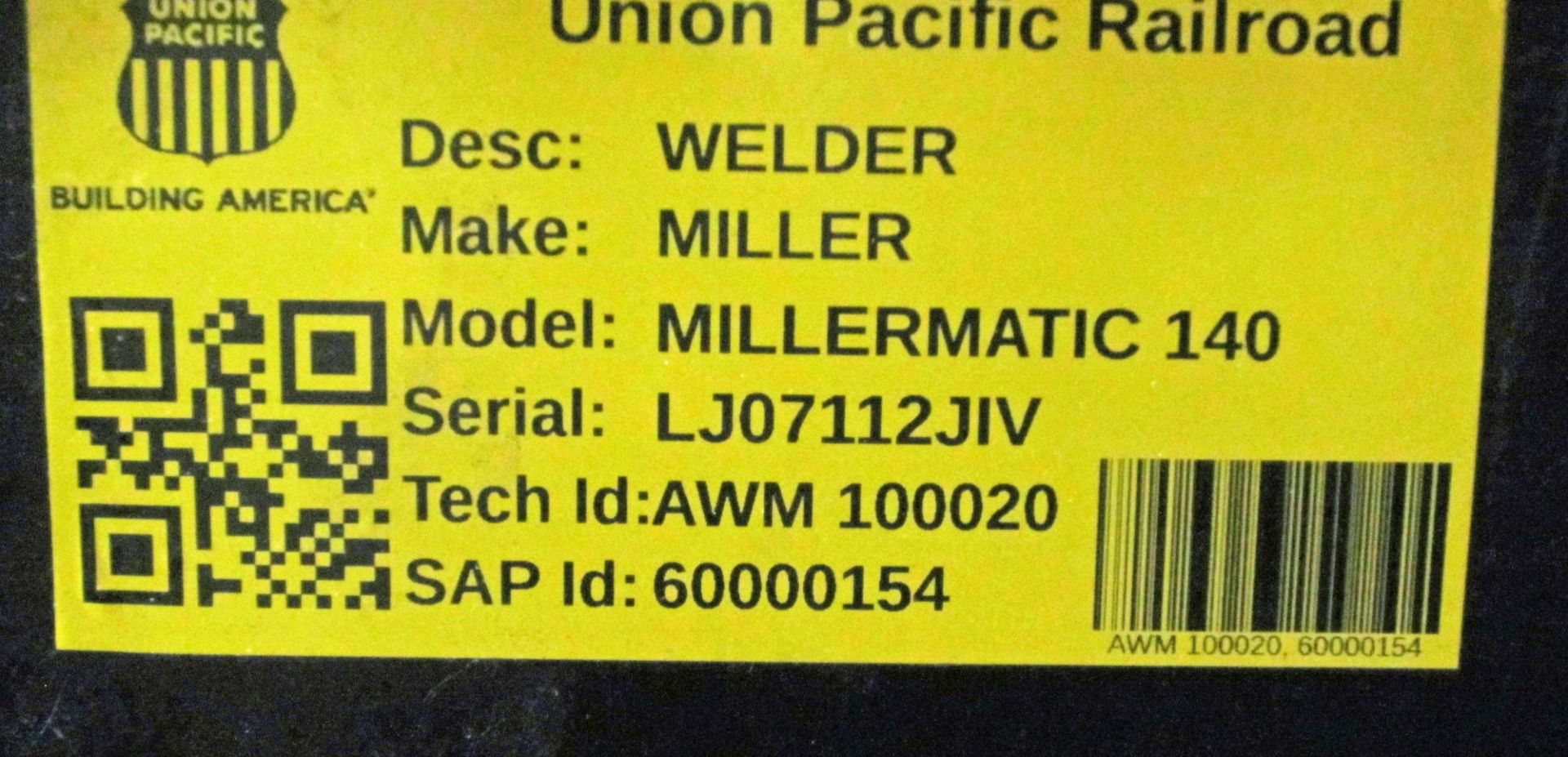AWM100020 - MILLER MILLERMATIC 140 WELDER - Image 2 of 2
