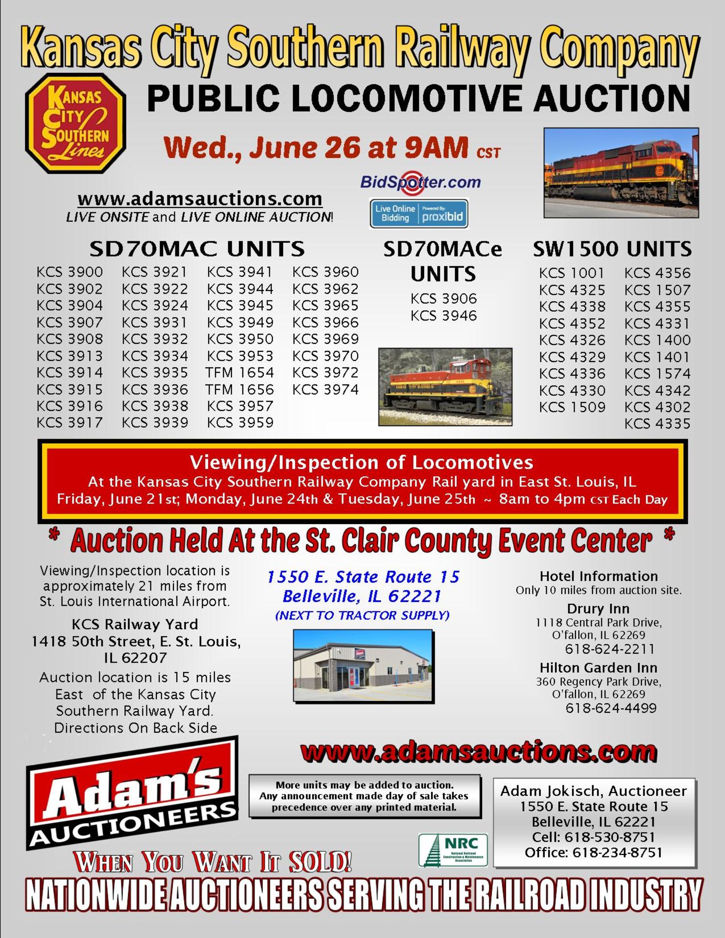Sale Notice with Directions to Locomotive Location and Auction Location