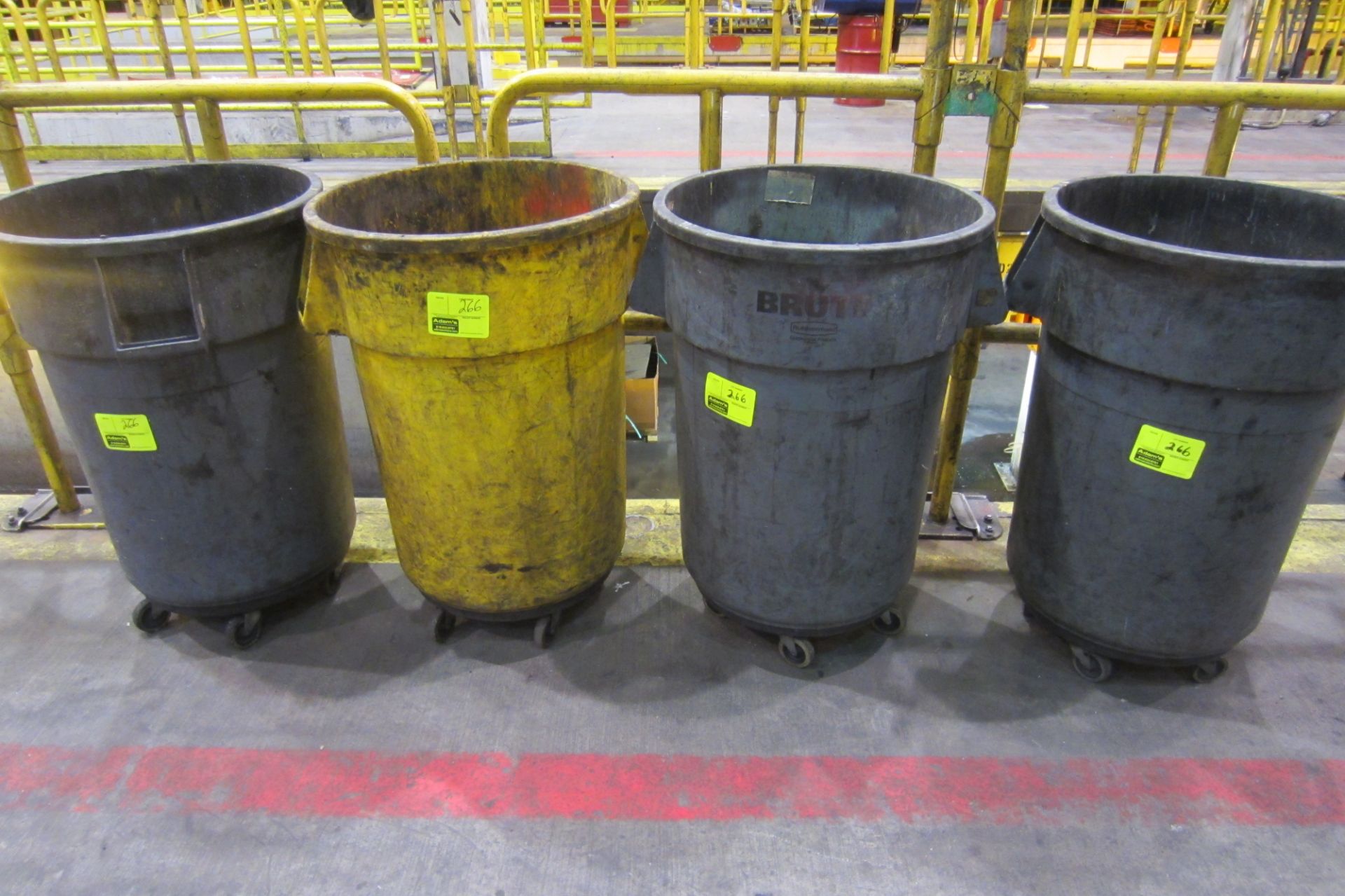 (4) COMMERCIAL GARBAGE CANS ON WHEELS