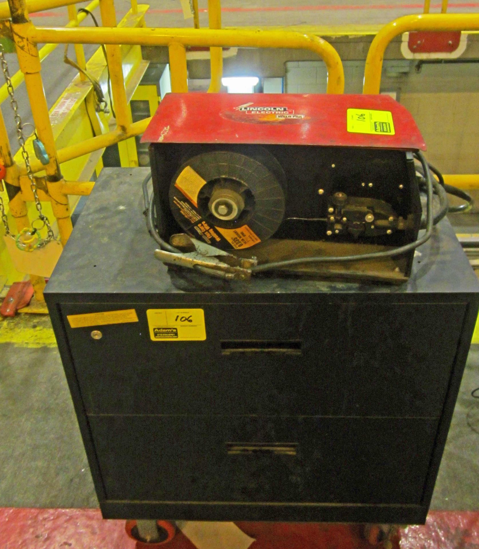 LINCOLN MIG WELDER - NEEDS WORK, CABINET