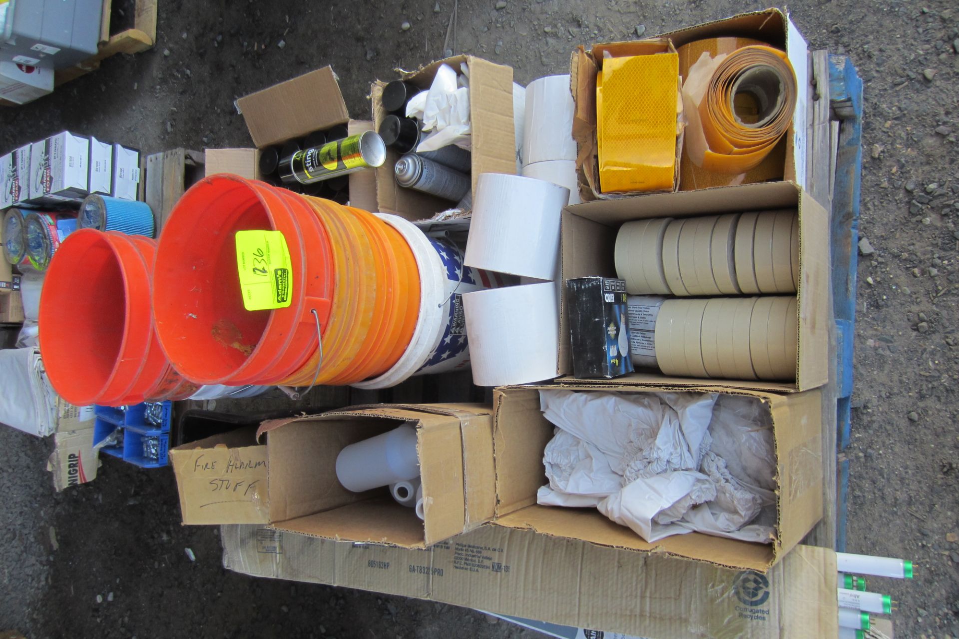 REFLECTIVE TAPE, INSECTICIDE, BUCKETS, LIGHT BULBS