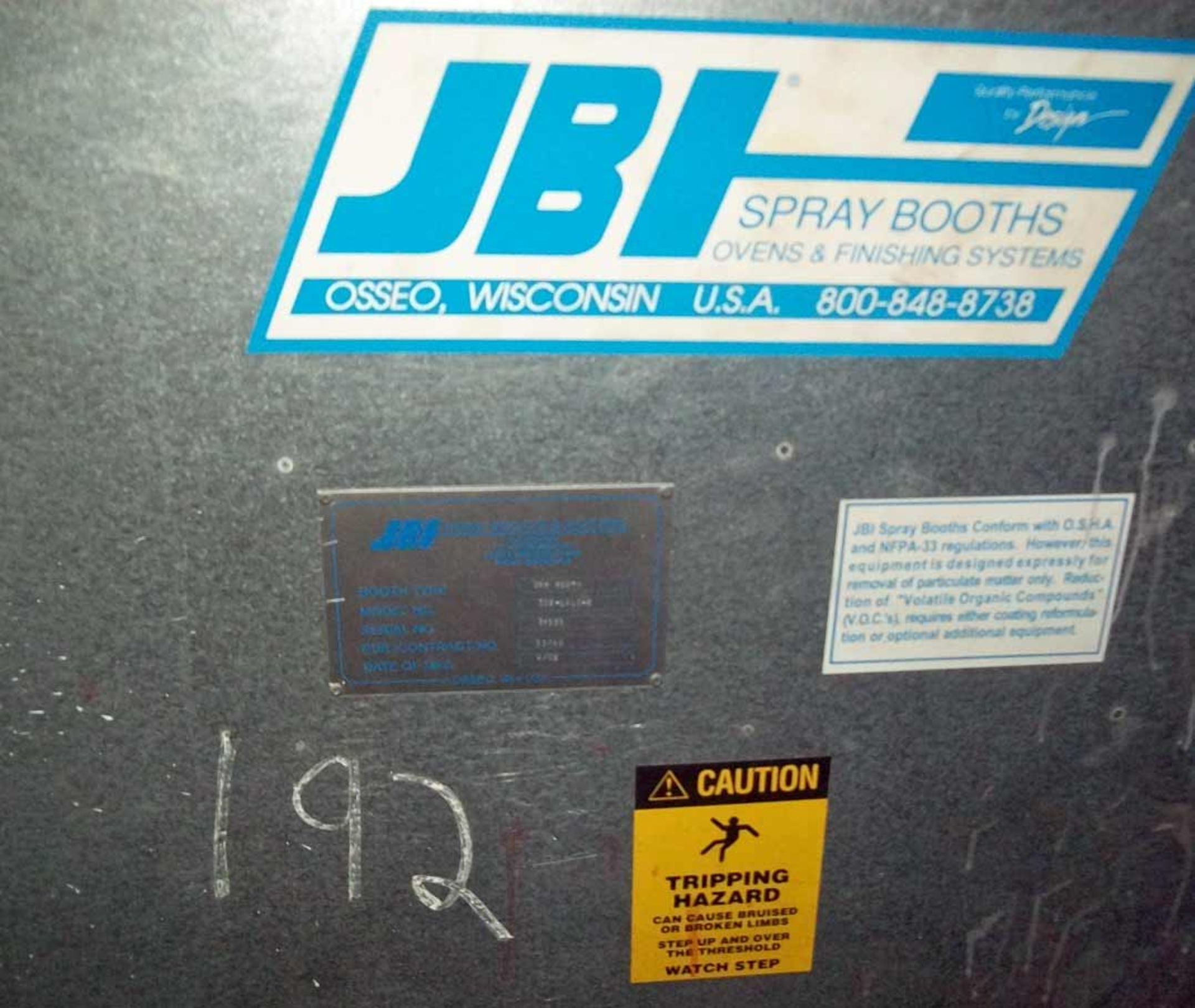 JBI PAINT BOOTH, MODEL IDB-1410-5 - Image 2 of 3