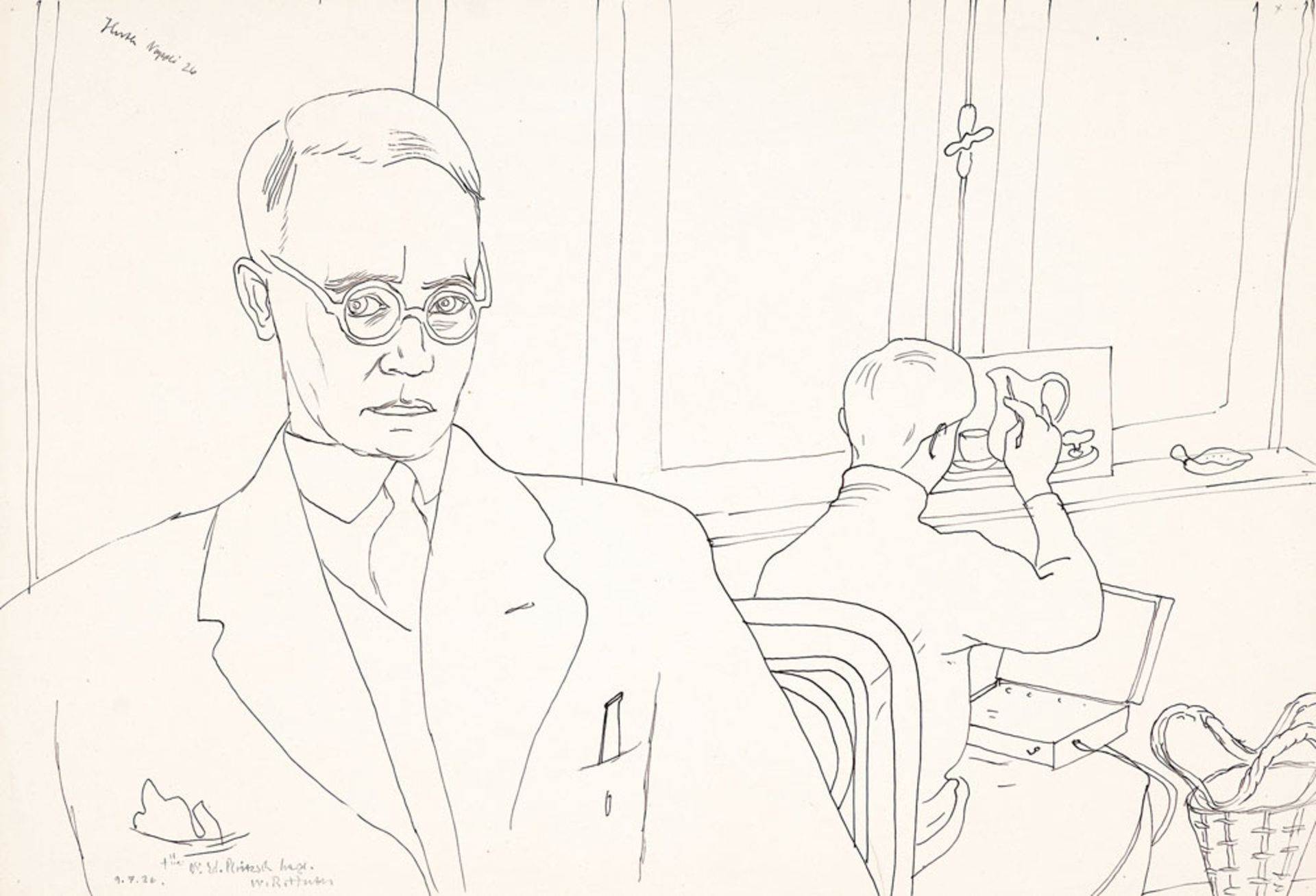 Wilhelm Robert Huth (1890 Erfurt - 1977 Amrum) Selbst im Atelier (mit Martel Schwichtenberg).