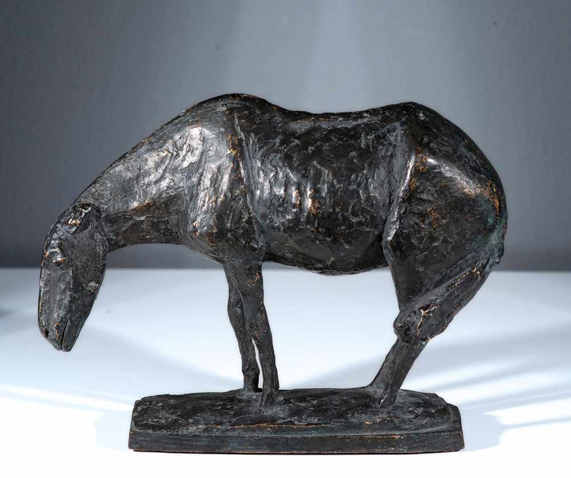 Jo Jastram (1928 Rostock - 2011 Ribnitz-Damgarten)Darßer Pferd im Wind.Bronze. 1962. 166 x 230 x 80