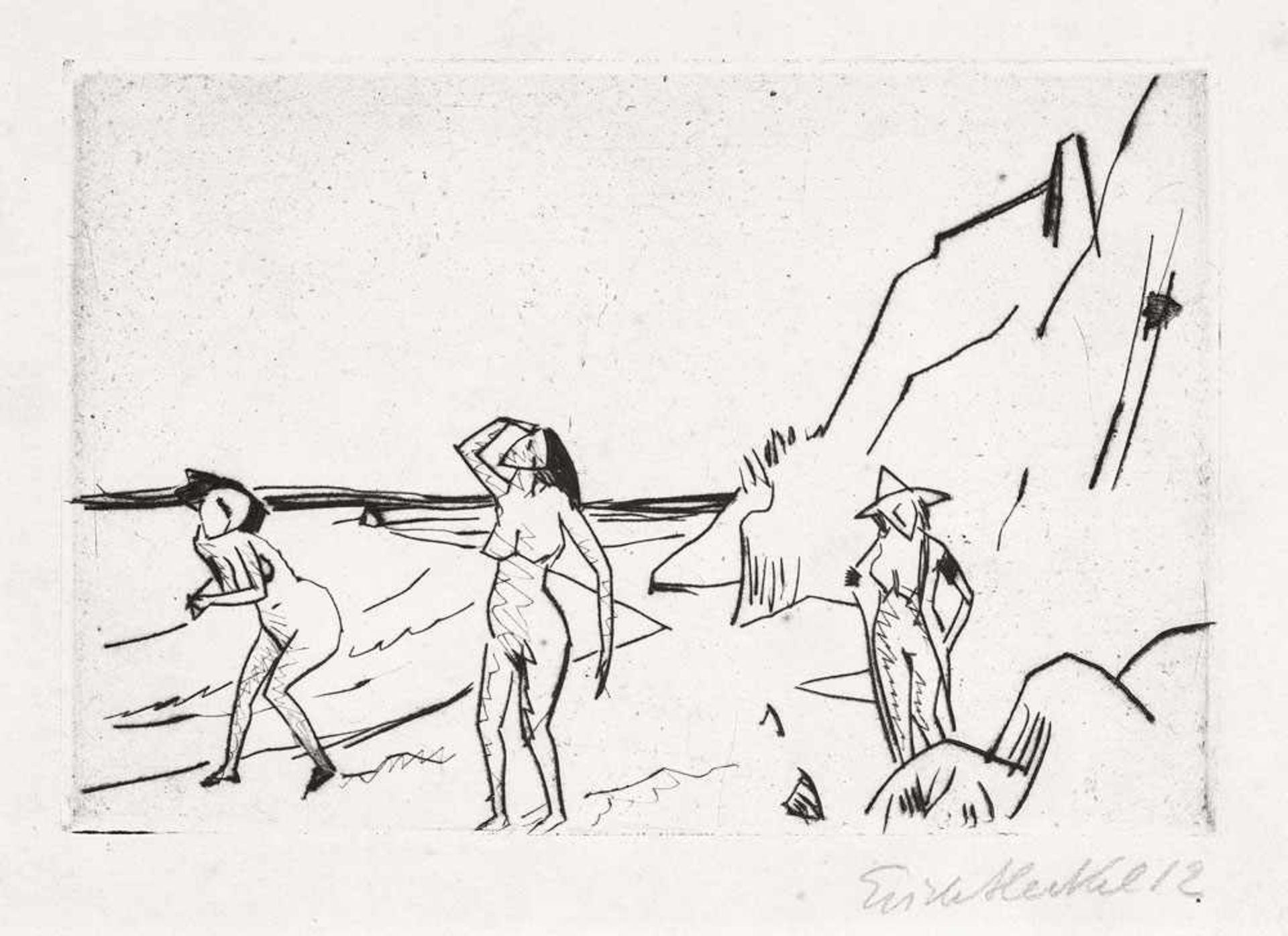 Erich Heckel (1883 Döbeln - 1970 Radolfzell/Bodensee)Frauen am Strand (Hiddensee).