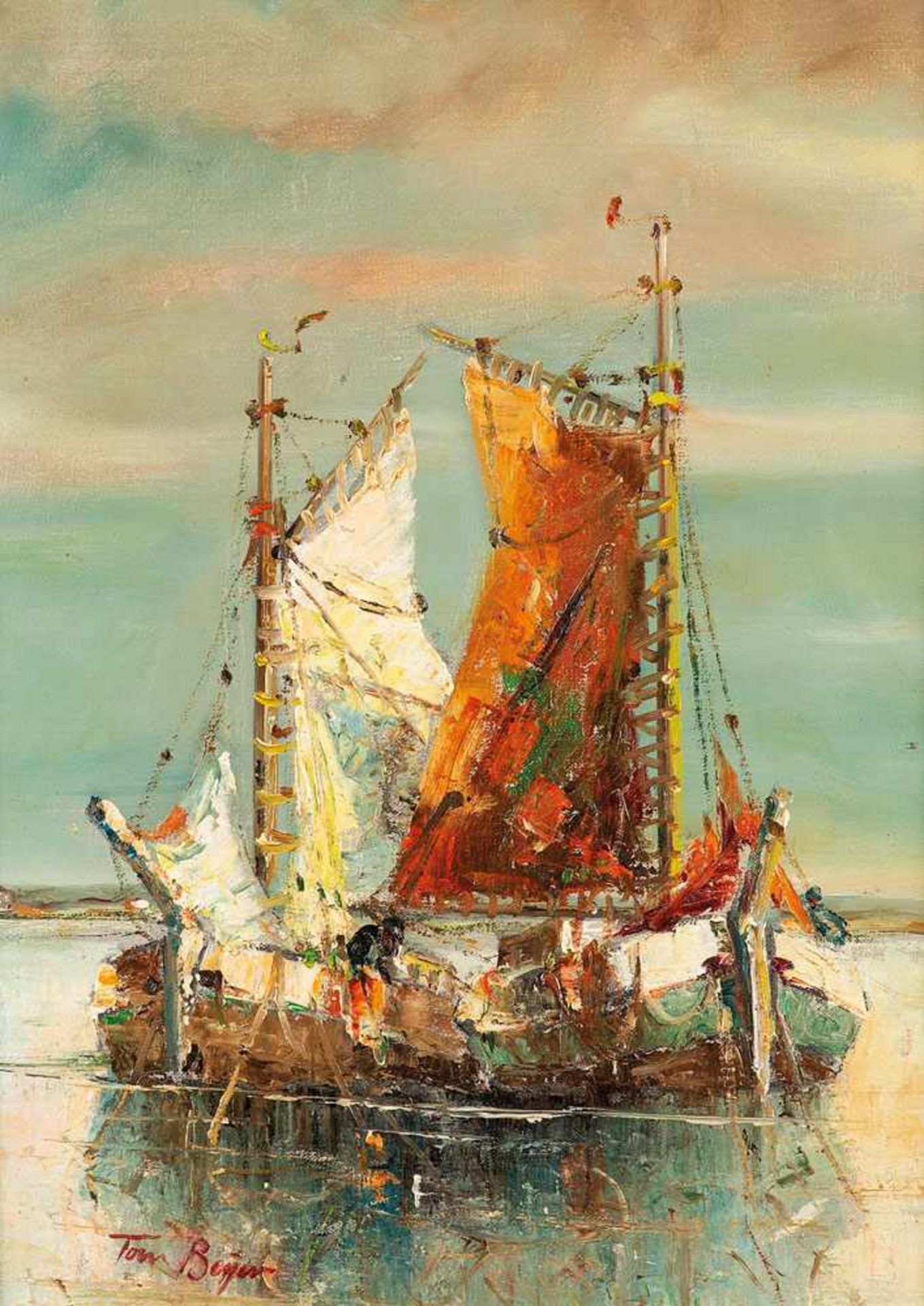 Tom Beyer (1907 Münster - 1981 Stralsund)Fischerboote, o. J.Öl auf Leinwand auf Malkarton