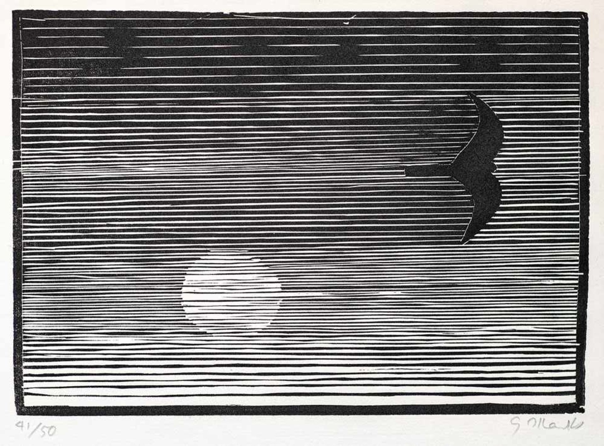 Gerhard Marcks (1889 Berlin - 1981 Burgbrohl/Eifel) Dämmerung, 1954. Holzschnitt auf Japan. 179 x