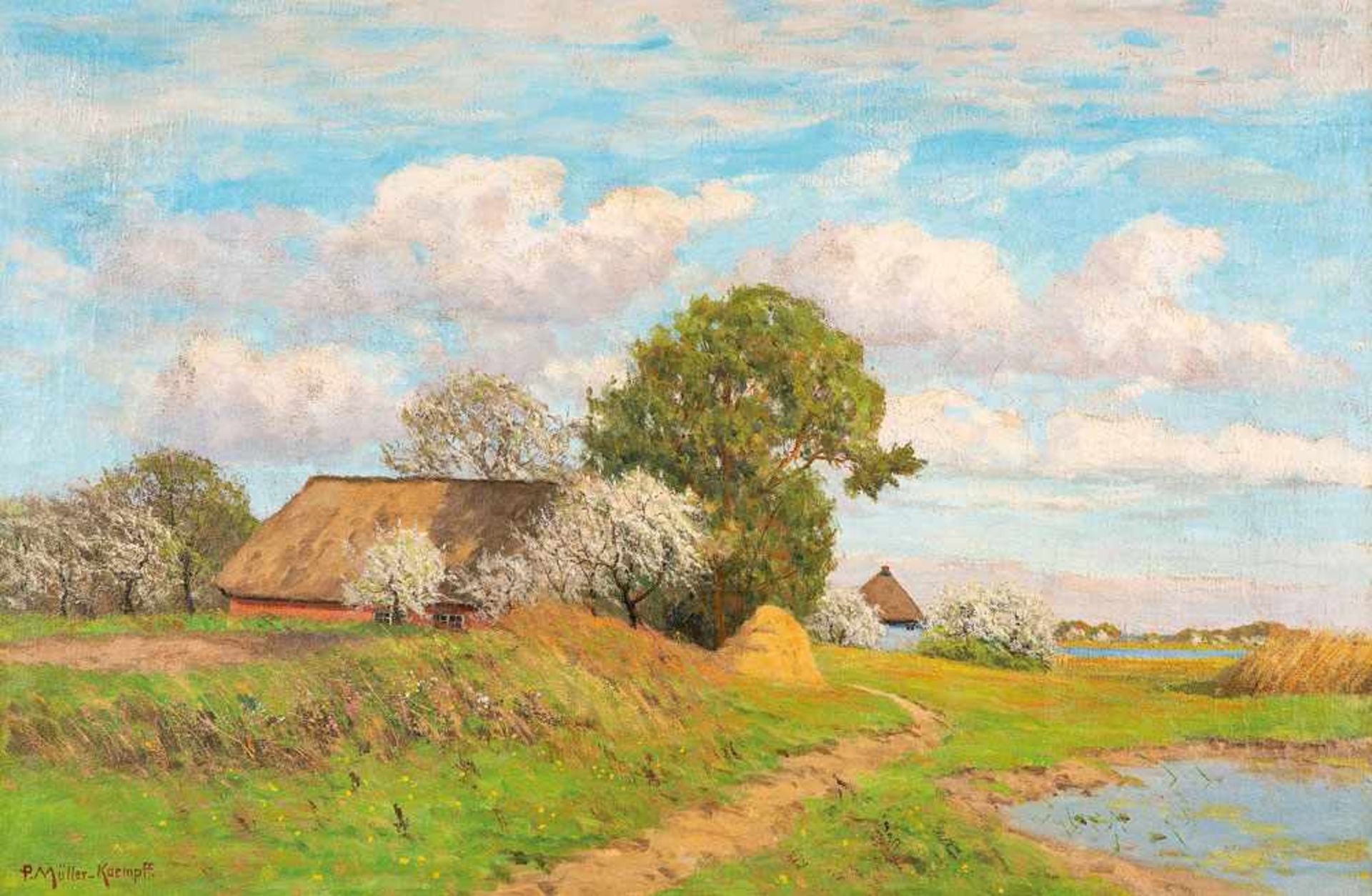 Paul Müller-Kaempff (1861 Oldenburg - 1941 Berlin)Althagen im Frühling.Öl auf Leinwand. Um 1915.