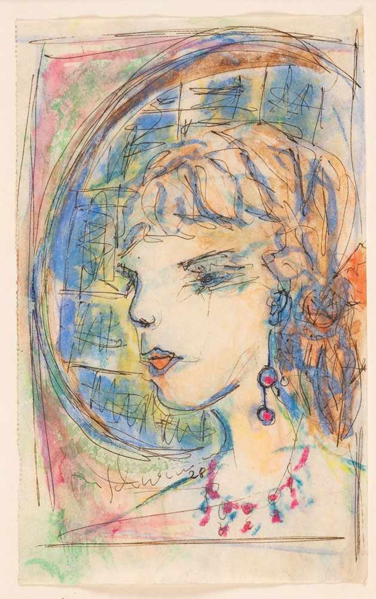 Max Schwimmer (1895 - Leipzig - 1960) Junge Dame, 1928. Aquarell. 208 x 128 mm. U. m. signiert,