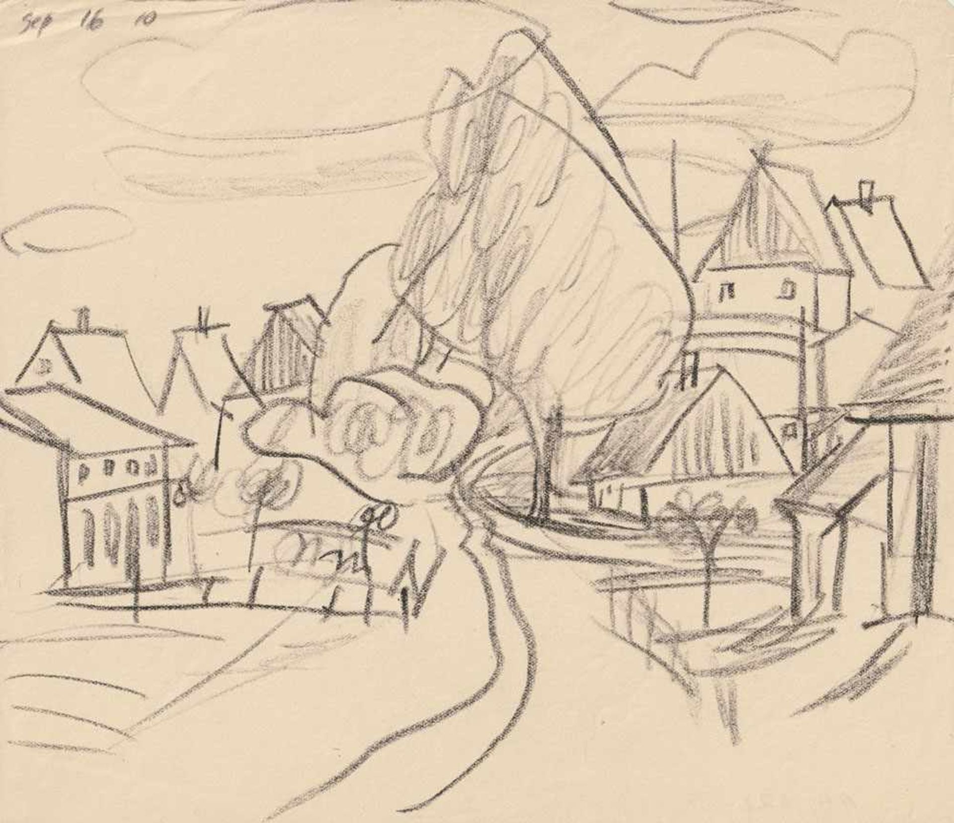 Lyonel Feininger (1871 - New York - 1956) Dorfstraße auf Usedom (Neppermin, Schulstraße).