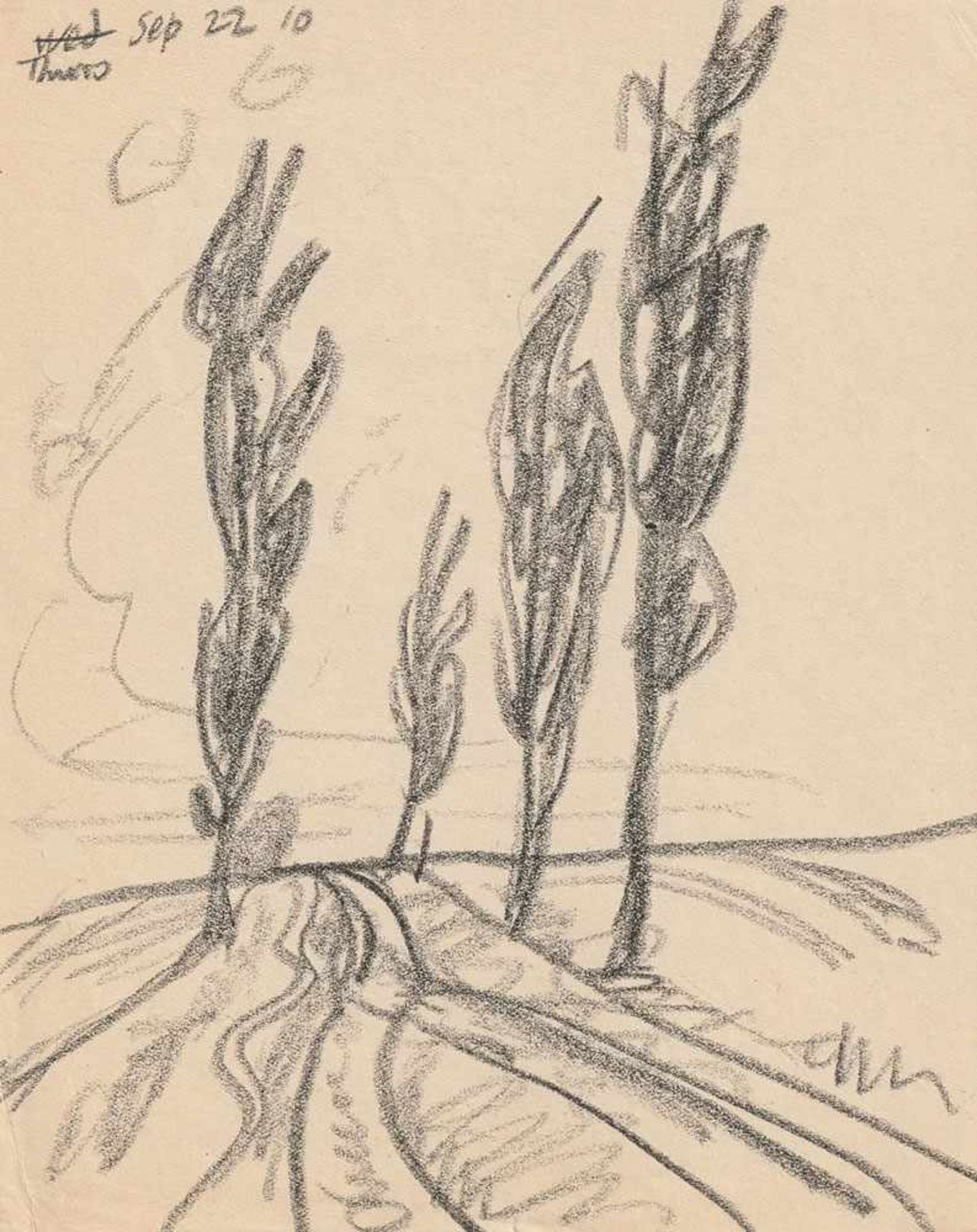 Lyonel Feininger (1871 - New York - 1956) Landstraße mit Bäumen, Neppermin. Bleisiftzeichnung.