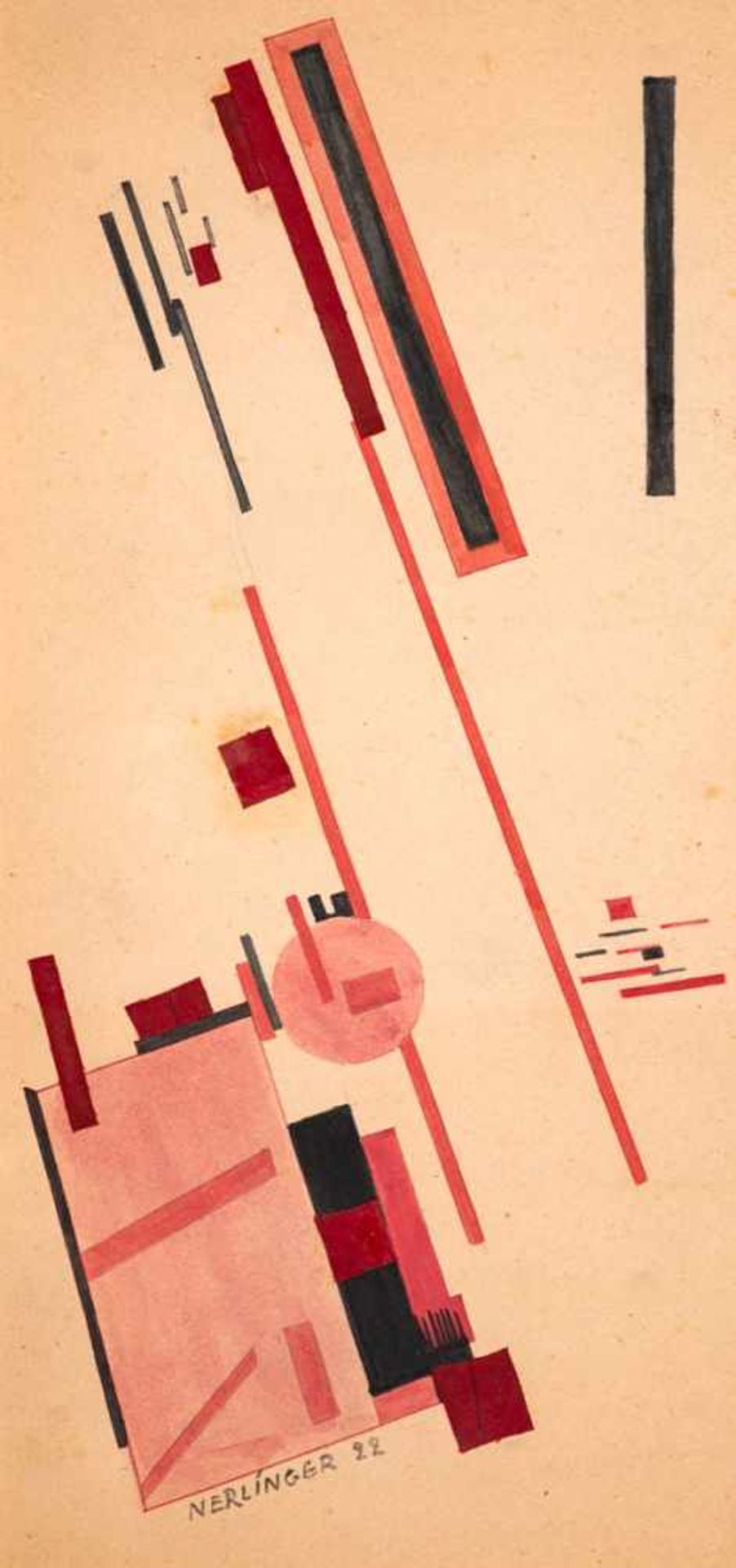 Oskar Nerlinger (1893 Schwann/Württ. - 1969 Berlin)Konstruktive Komposition.Collage, Aquarell. 1922.