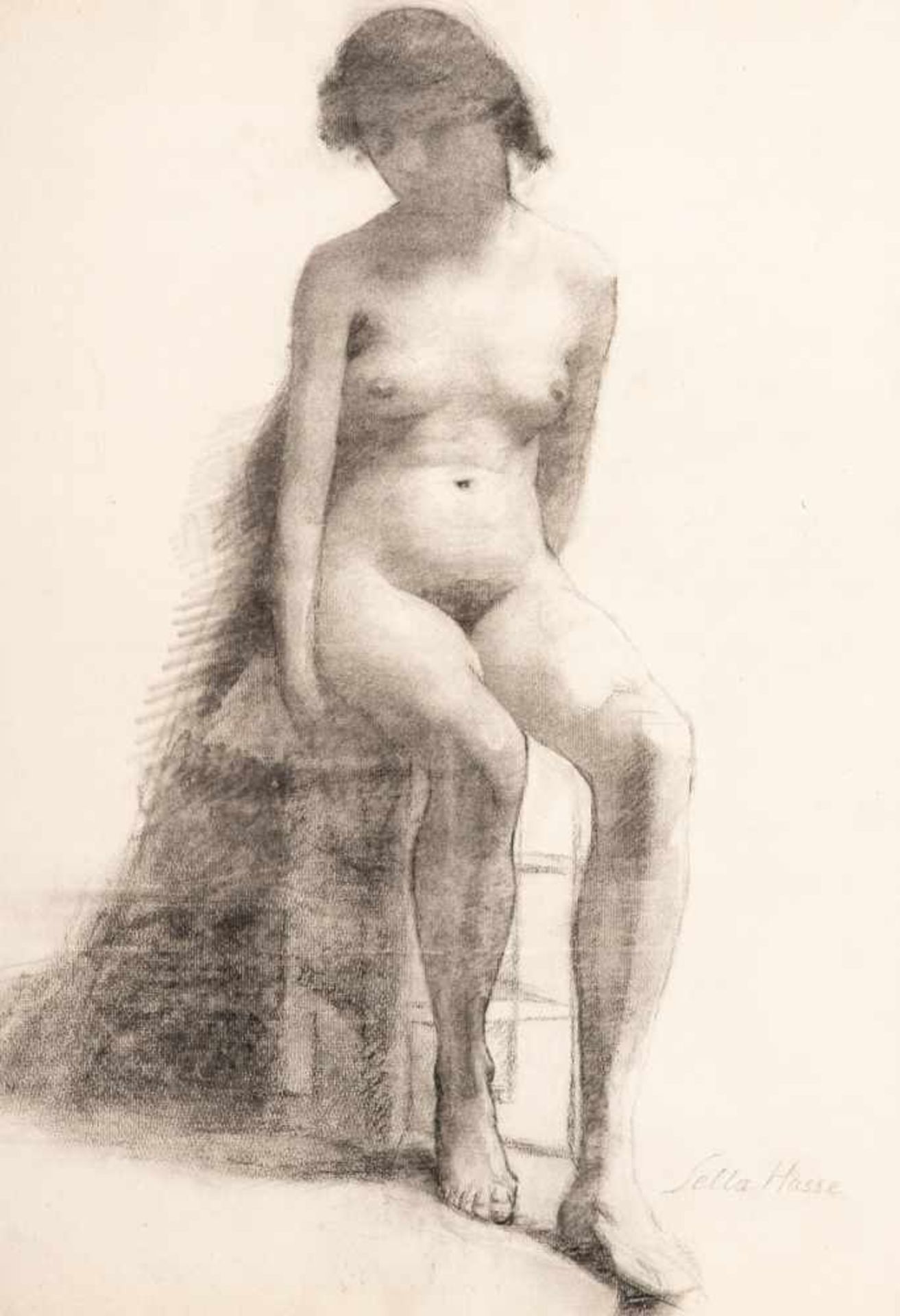 Sella Hasse (1878 Bitterfeld - 1963 Berlin)Weiblicher Akt.Kohlezeichnung. o. J. 610 x 420 mm. U.
