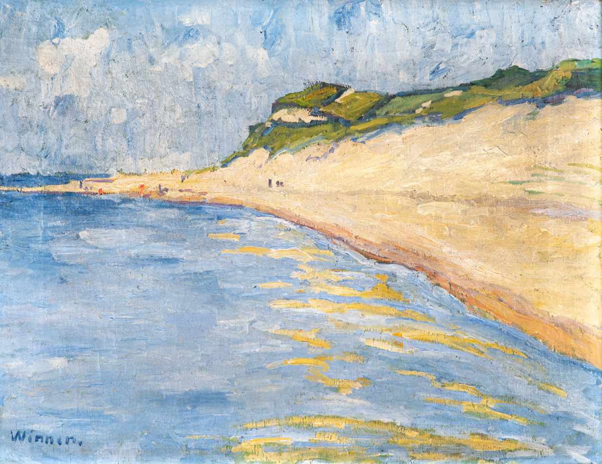 Lotte Winnen (1891 Wurzen)Sommerliche Ostseeküste.Öl auf Leinwand. o. J. 395 x 500 mm. U. l.