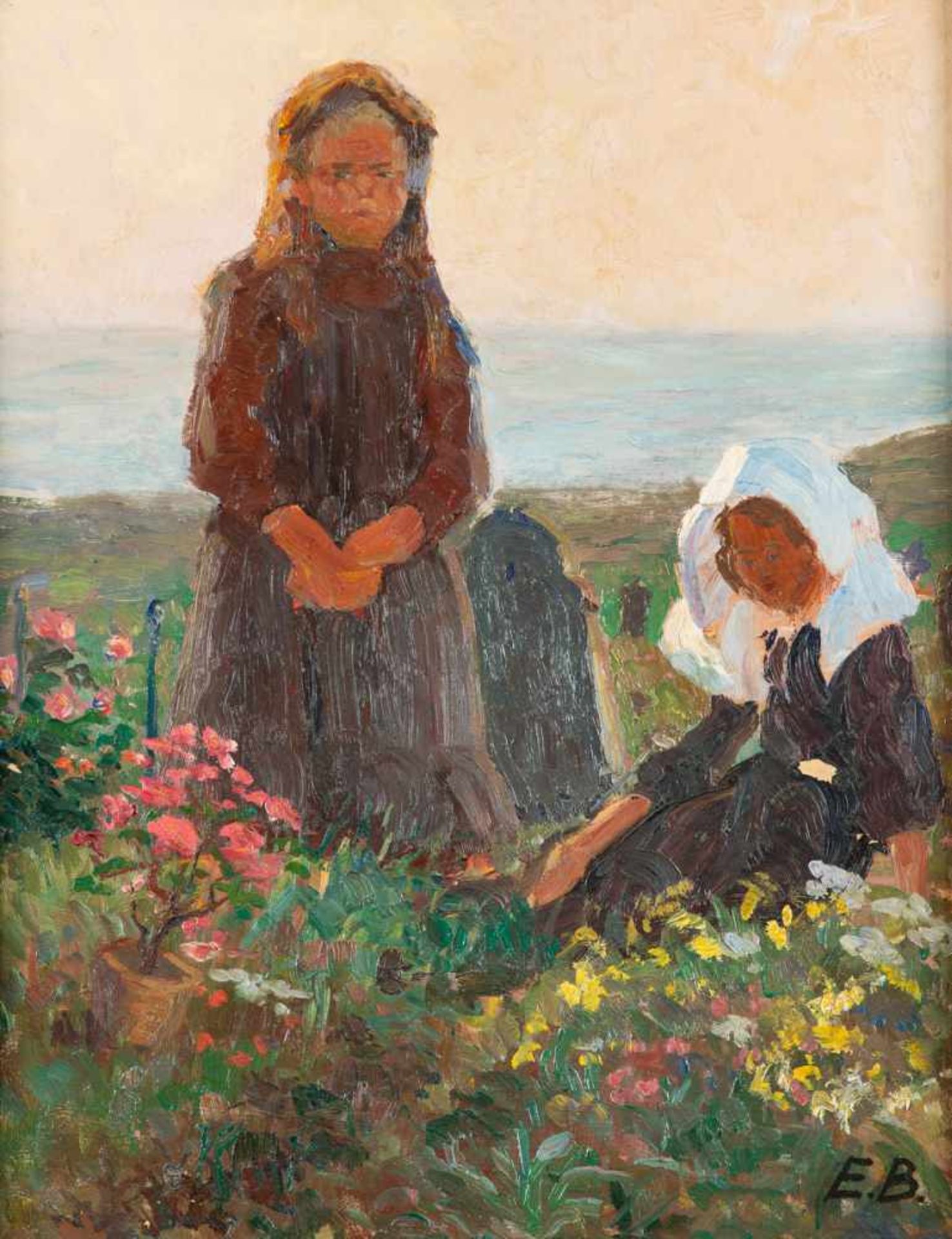 Elisabeth Büchsel (1867 - Stralsund - 1957)Hiddenseer Mädchen.Öl auf Malplatte. Um 1910. 445 x 355