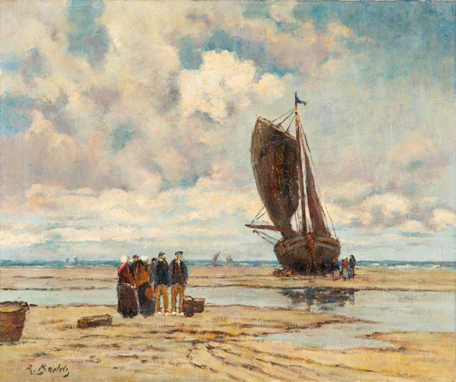 Hans von Bartels (1856 Hamburg - 1913 München)Nach dem Fang.Öl auf Leinwand. 1890. 500 x 600 mm.