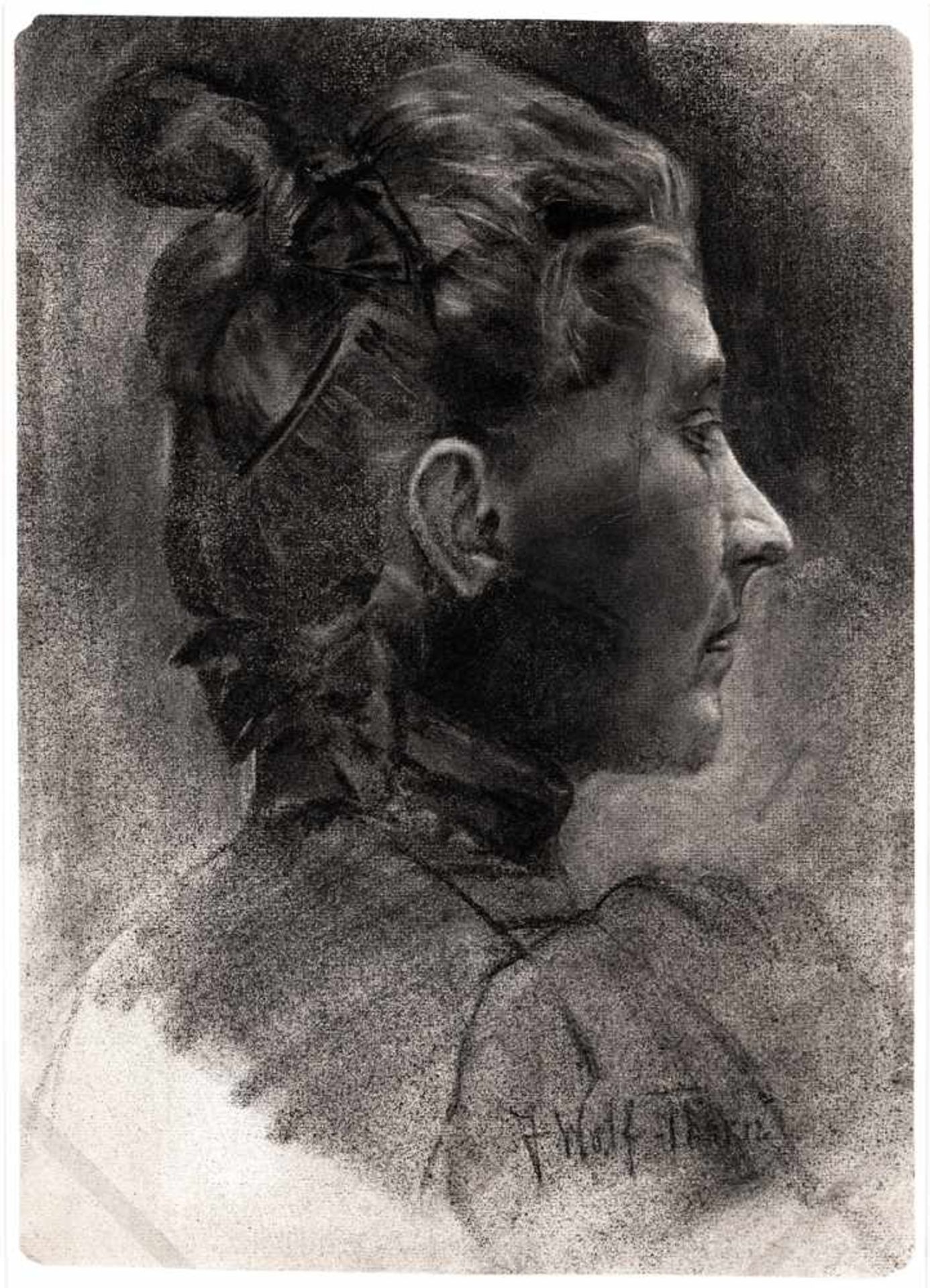 Julie Wolf-Thorn (1864 Thorn - 1944 Theresienstadt)Porträt einer Dame.Kohlezeichnung. o. J. 405 x