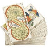 Tarot-Kartenspiel18. Jh. Signiert "Jean Bte. Madenie, Cartier et Graveur, 1739". Tarotspiel mit 79