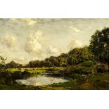 Weiss José1859 Paris - 1919 Houghton"Summer Landscape with Grazing Cows". Oel auf Holz. Unten rechts
