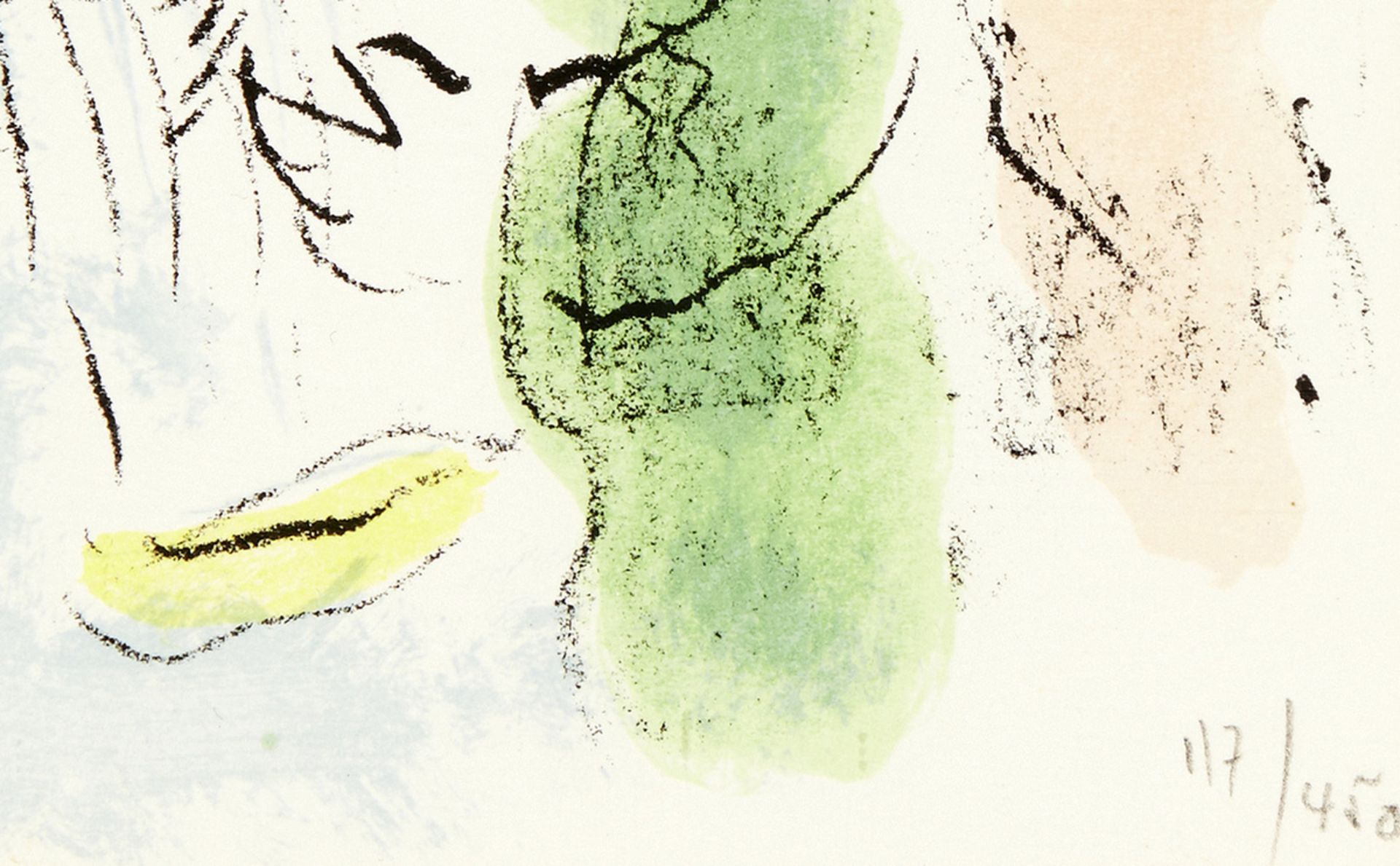 Chagall Marc1887 Witebsk - 1985 Vence"Carte de Vœux 1980". Farblithografie auf Büttenpapier. 117/ - Bild 2 aus 3
