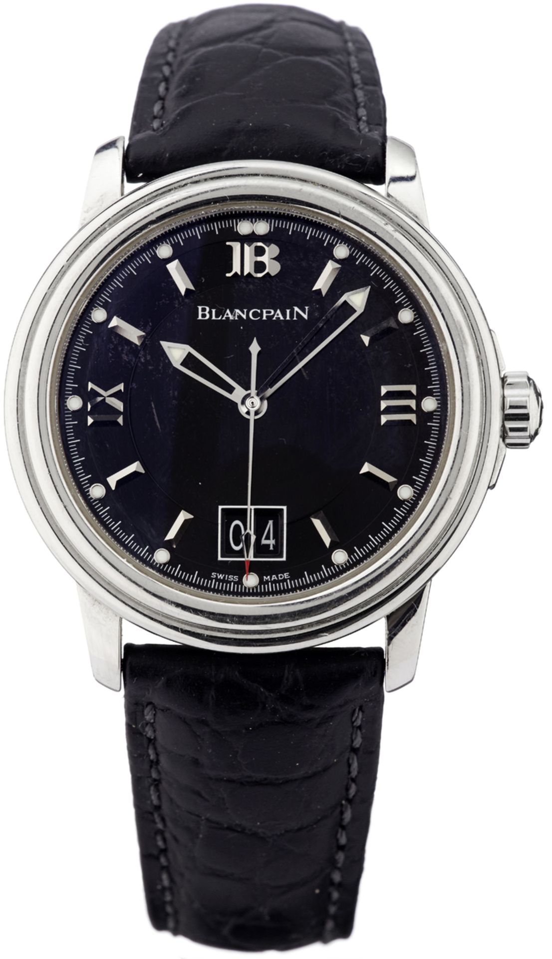 Armbanduhr "Blancpain"Modell "Léman". Signiertes Stahlgehäuse mit verschraubtem Sichtboden.