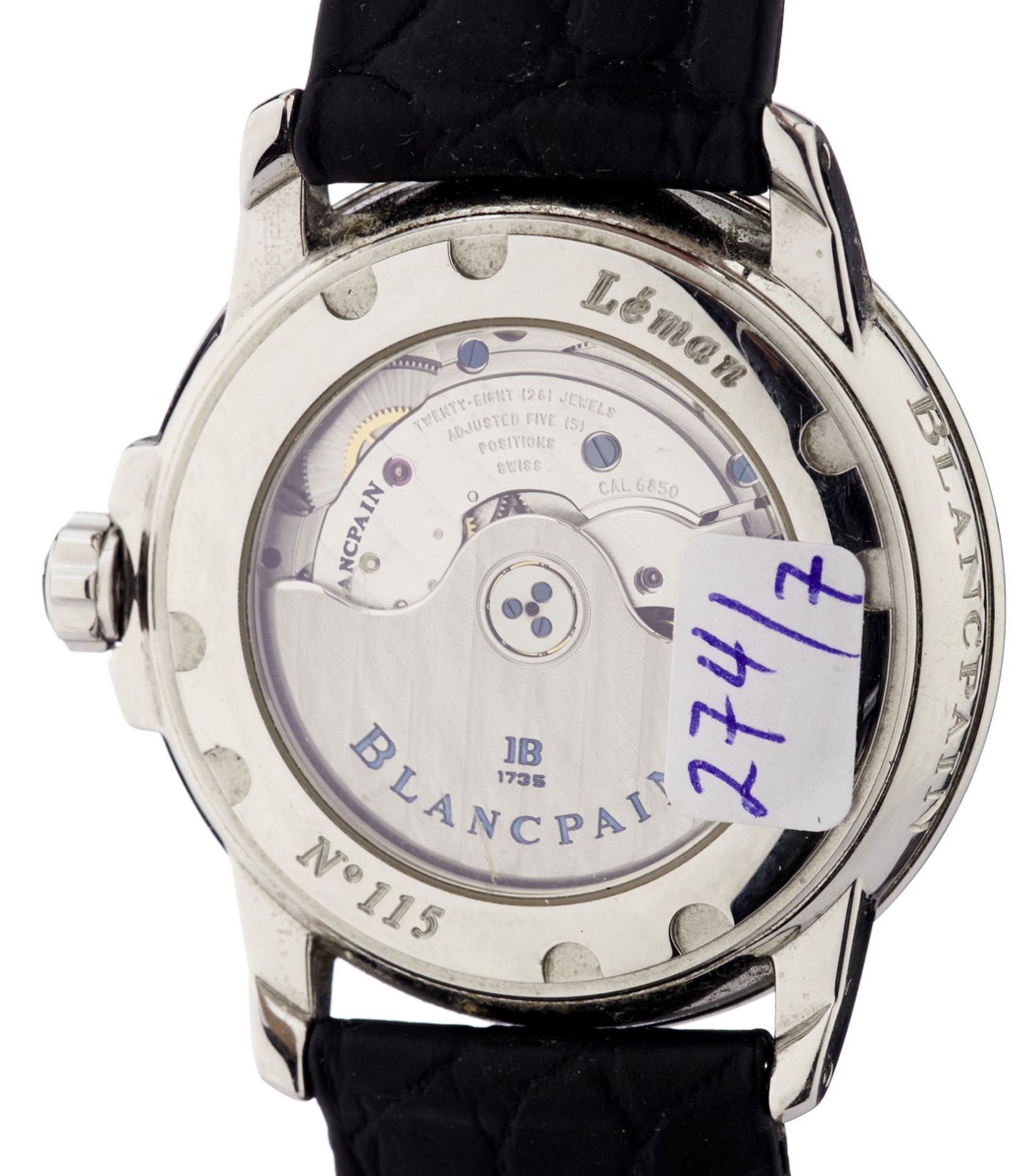 Armbanduhr "Blancpain"Modell "Léman". Signiertes Stahlgehäuse mit verschraubtem Sichtboden. - Bild 2 aus 4