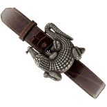 Gürtel "Kieselstein-Cord"Brauner Alligator-Ledergürtel mit Silberschnalle 925. "Barry Kieselstein-