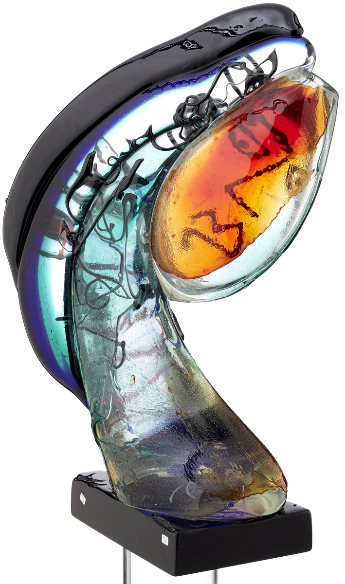 GlasskulpturMurano 2. Hälfte 20. Jh. Wohl Luigi Onesto. Farbloses Transparentglas als abstrakte - Image 2 of 2