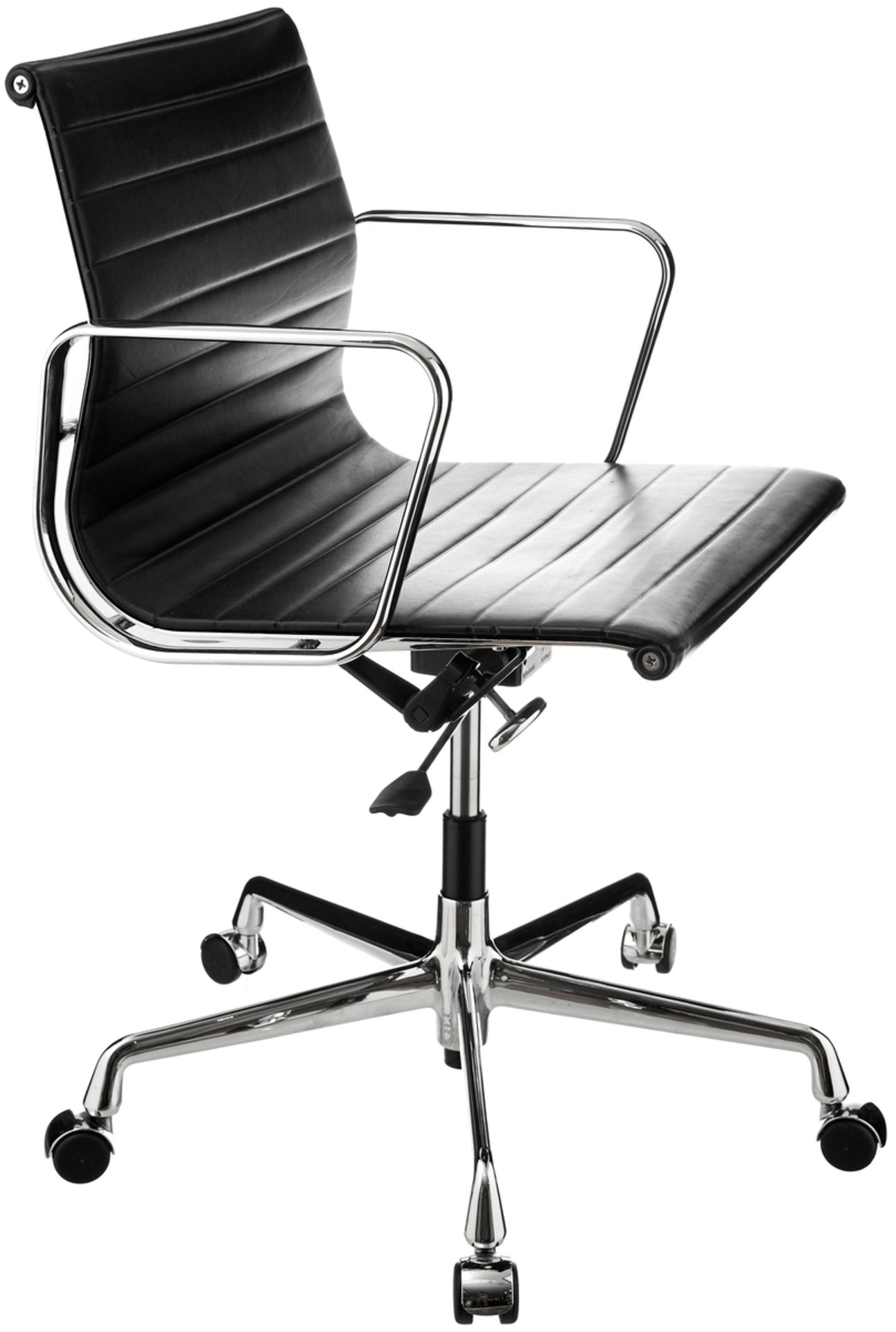 Paar Bürostühle "EA117"Entwurf 1958 Charles & Ray Eames für Herman Miller. Drehbares, poliertes - Bild 2 aus 5