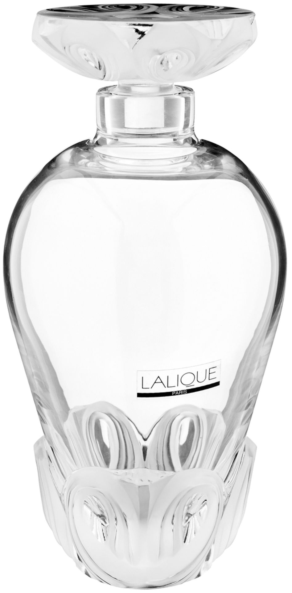 Flakon "Lalique"Ende 20. Jh. Lalique, Paris. Farbloses, partiell mattiertes Kristallglas.