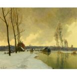 Jacob Alexandre1876 - 1972 Paris"Le Canal en Hiver". Oel auf Holz. Unten links signiert. Verso vom