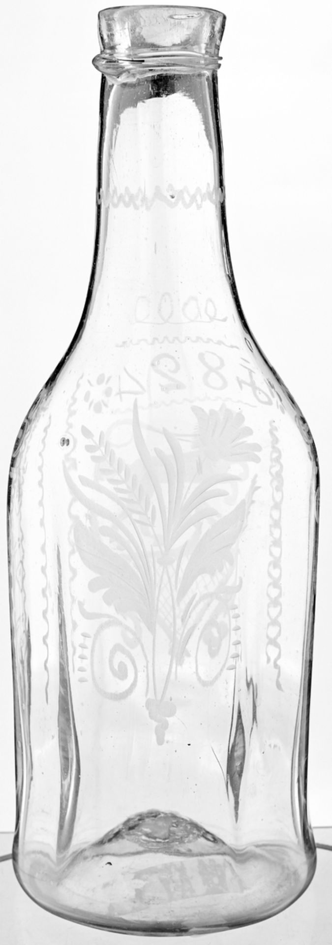 2 MassflaschenWohl Flühli, datiert 1812 und 1824. Farbloses Glas. Gerutschter, stilisierter - Bild 4 aus 5