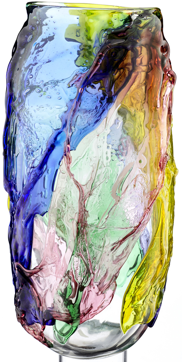 Vase "Onesto"Murano 2. Hälfte 20. Jh. Luigi Onesto. Farbloses Transparentglas mit polychromen, - Image 2 of 3