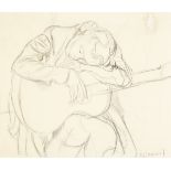 Barraud Maurice1889 - 1954 Genf"Jeune fille à la guitare, endormie". Bleistift auf Büttenpapier.