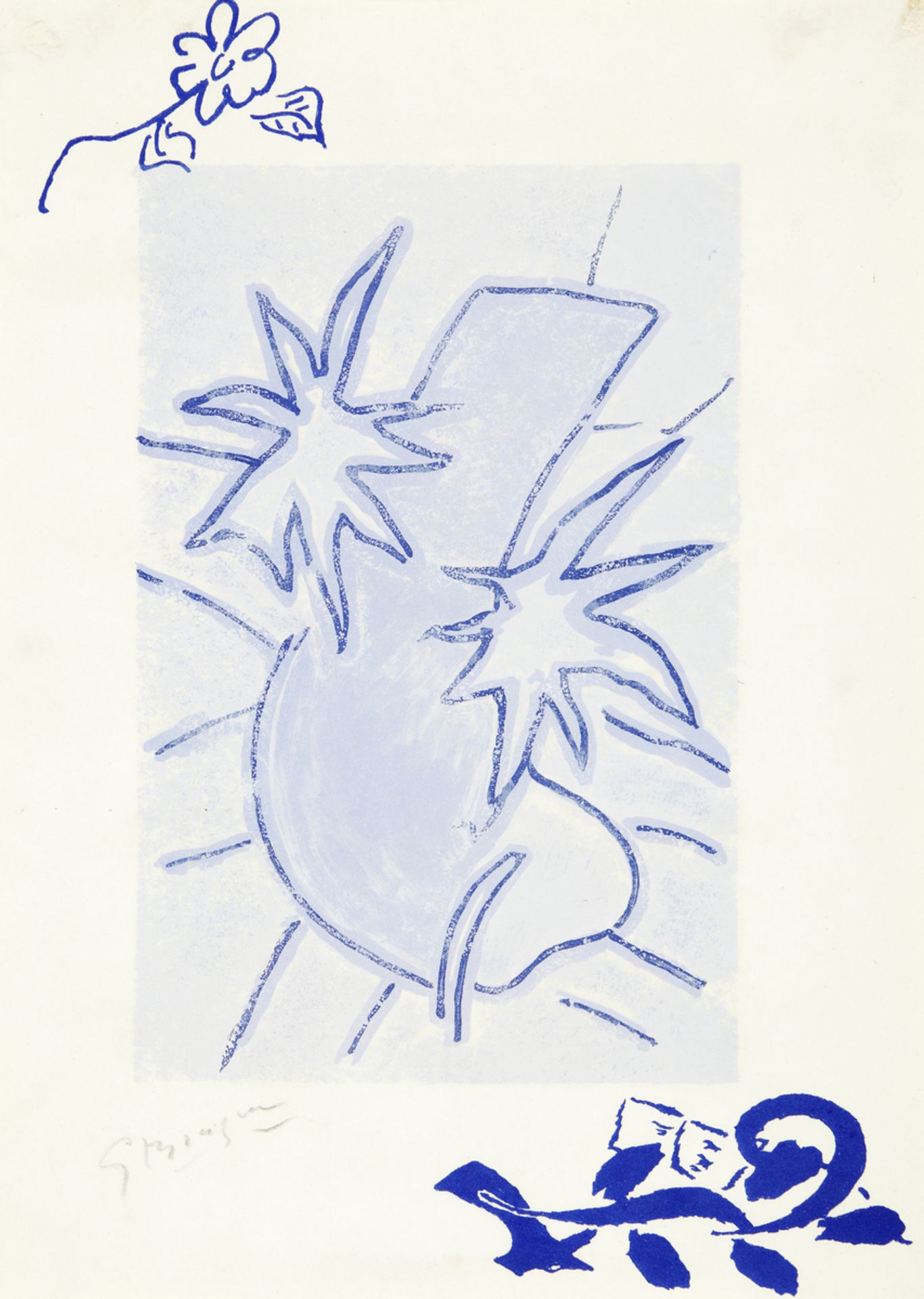 Braque Georges1882 Argenteuil - 1963 Paris"Les Paroles Transparentes". Lithografie maroufliert.