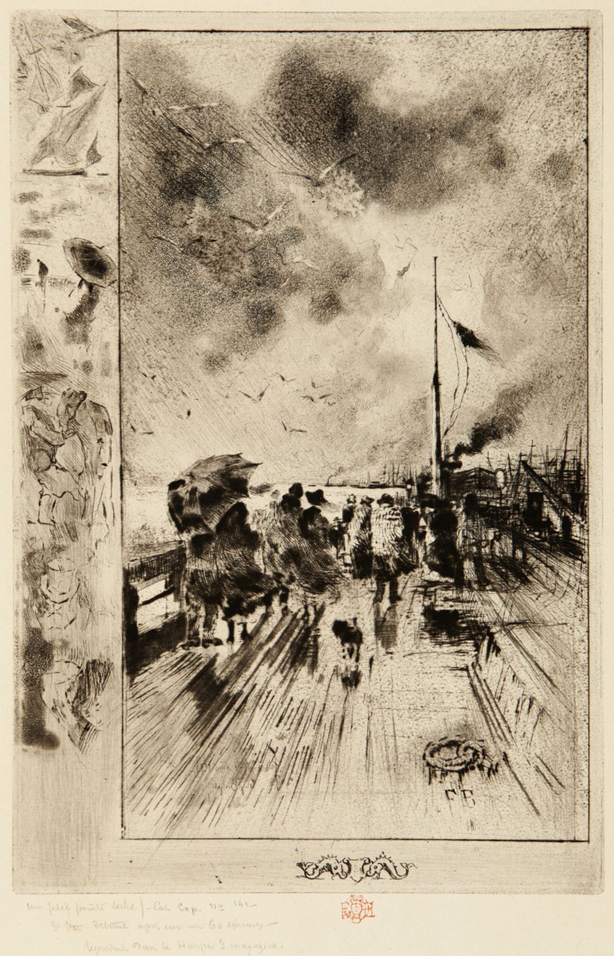 Buhot Félix1847 Balognes - 1898 Paris"Jetée en Angleterre". Radierung auf Büttenpapier. In der