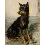 Menshausen-Labriola Frieda1861 Stendal - 1939 Rom"Hundeportrait". Pastell auf Büttenpapier. Unten