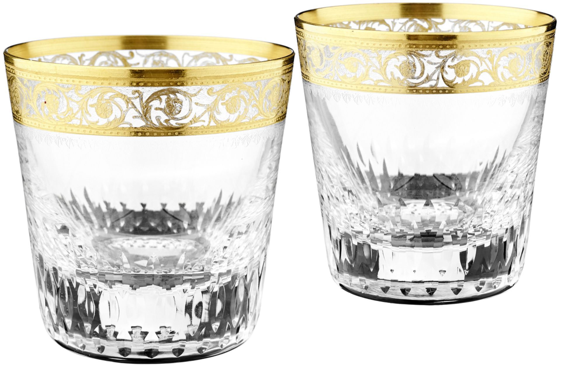 6 Whisky-Tumbler "Thistle"St. Louis. Modell "Thistle". Farbloses Kristallglas mit Zierschliff.
