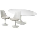 Esstisch und 6 Stühle "Tulip"Entwurf Eero Saarinen 1957 für Knoll International. Tischplatte aus