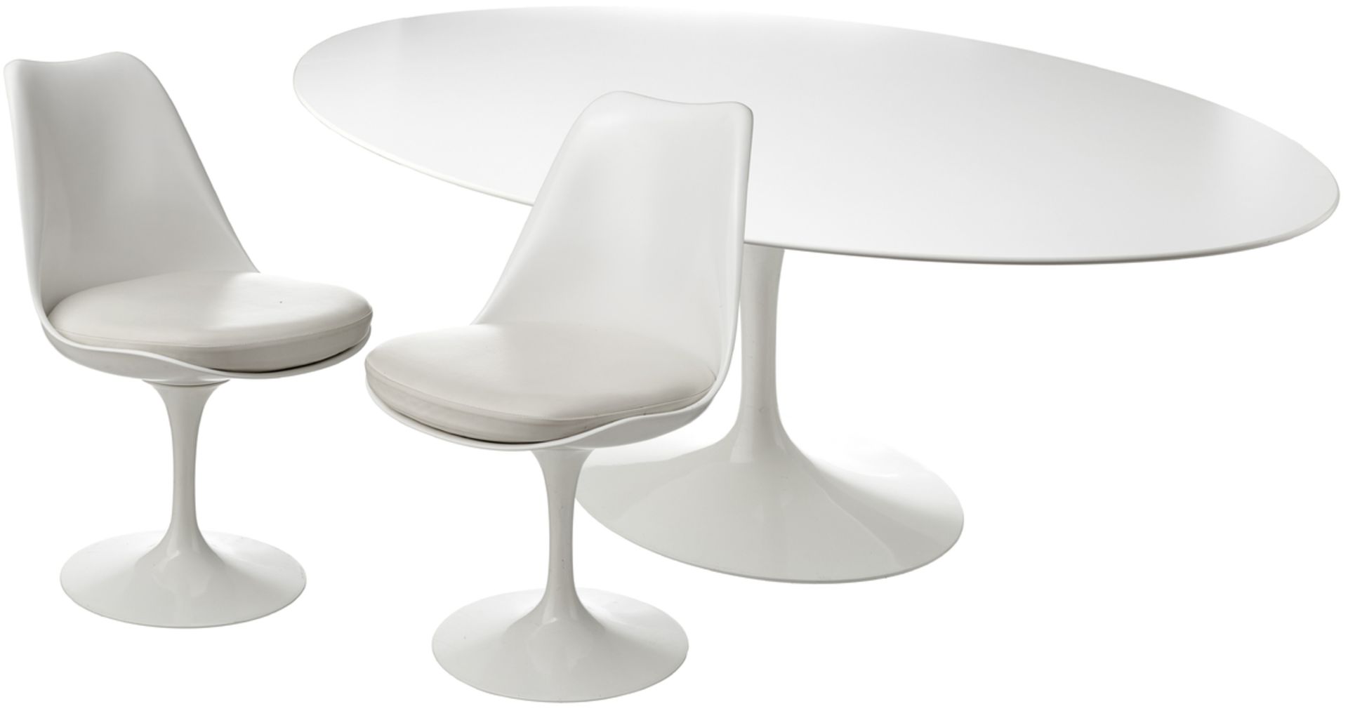 Esstisch und 6 Stühle "Tulip"Entwurf Eero Saarinen 1957 für Knoll International. Tischplatte aus