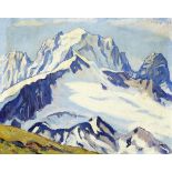 Gos François-Marc-Eugène1880 - 1975 Genf"L'Aiguille Verte et les Drus". Oel auf Karton. Oben