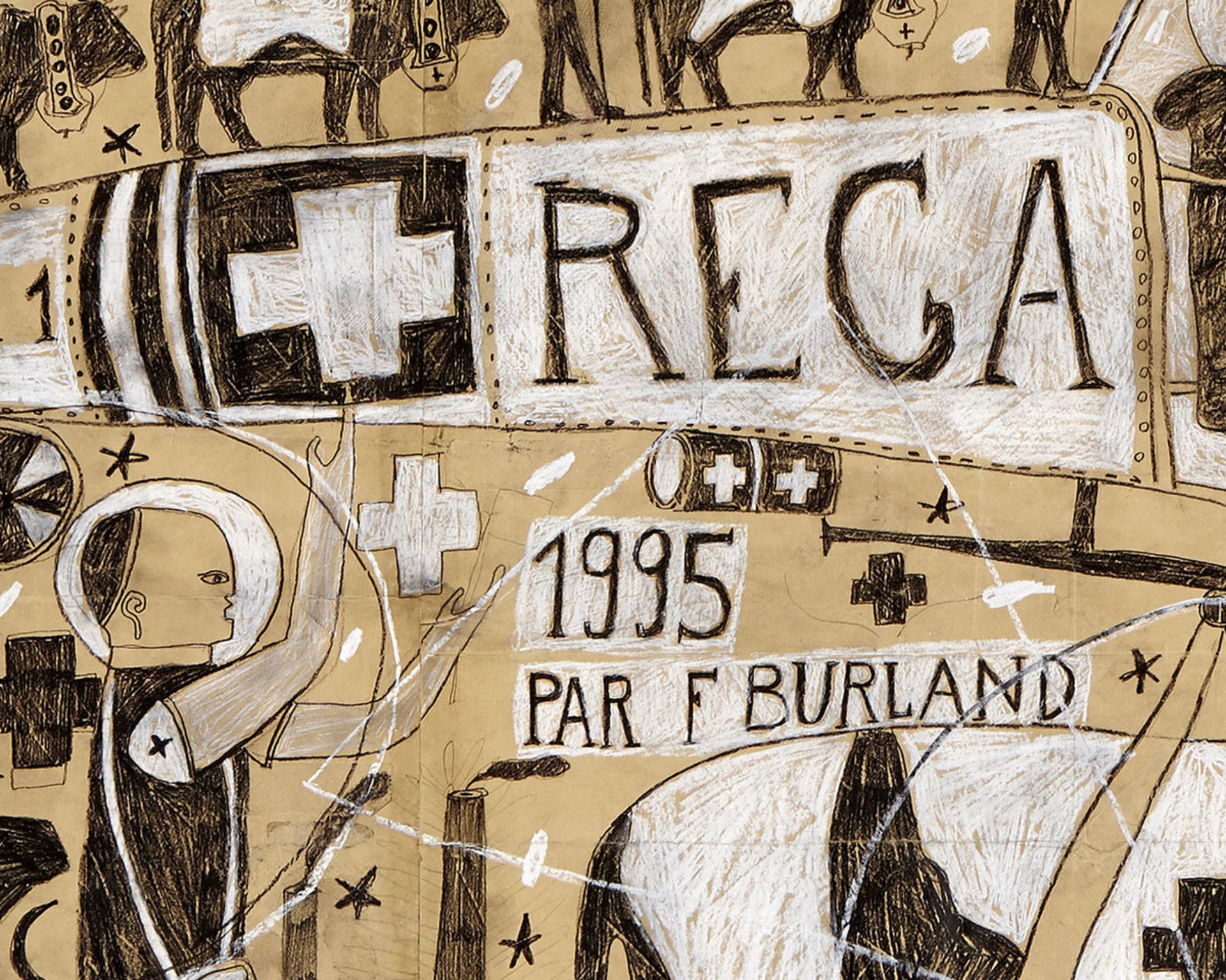 Burland François1958 Lausanne"Number 1 Rega". Farb- und Bleistift auf Papier. Mittig signiert. - Bild 2 aus 2